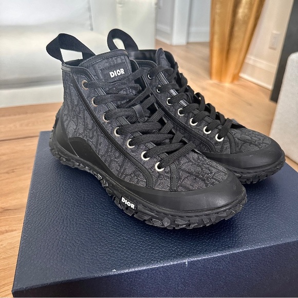 DIOR B28 HIGH BLACK/DARK GRAY SNEAKERS - Picture 5 of 11
